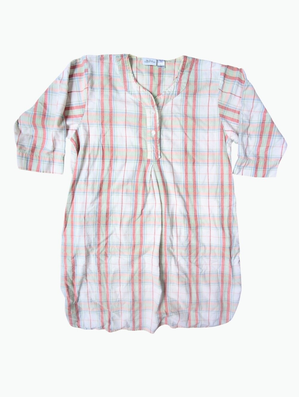 The Vermont Country Store Women's XL Cotton House Dress Red Green White Plaid